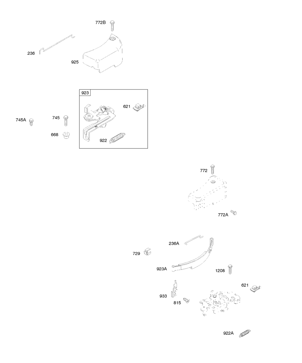 Brake Diagram and Parts List for 9D902-2083-XX  Briggs and Stratton Engine